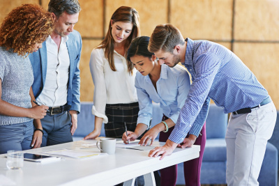 Team of professionals working on a project